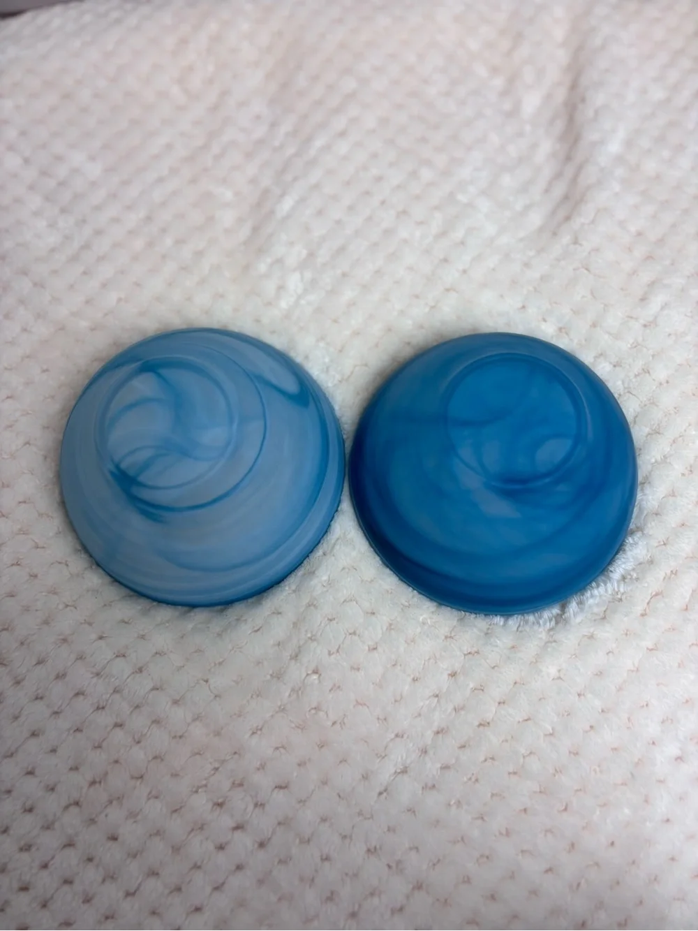 Alabaster Glass Bowls (2); Swirl Finish in Turquoise and Aqua